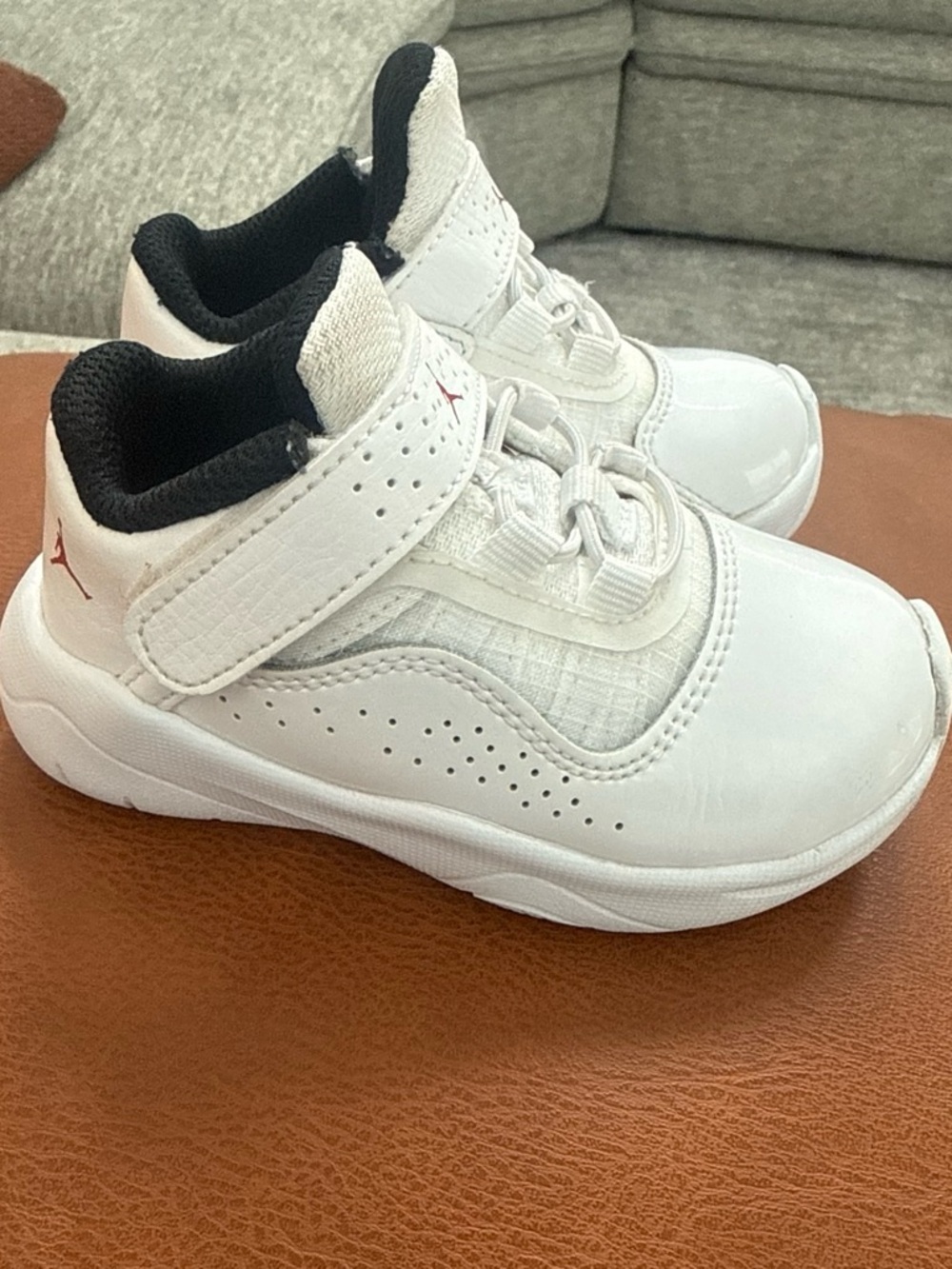 Jordan Kids White and Black Hook-and-Loop Sneakers